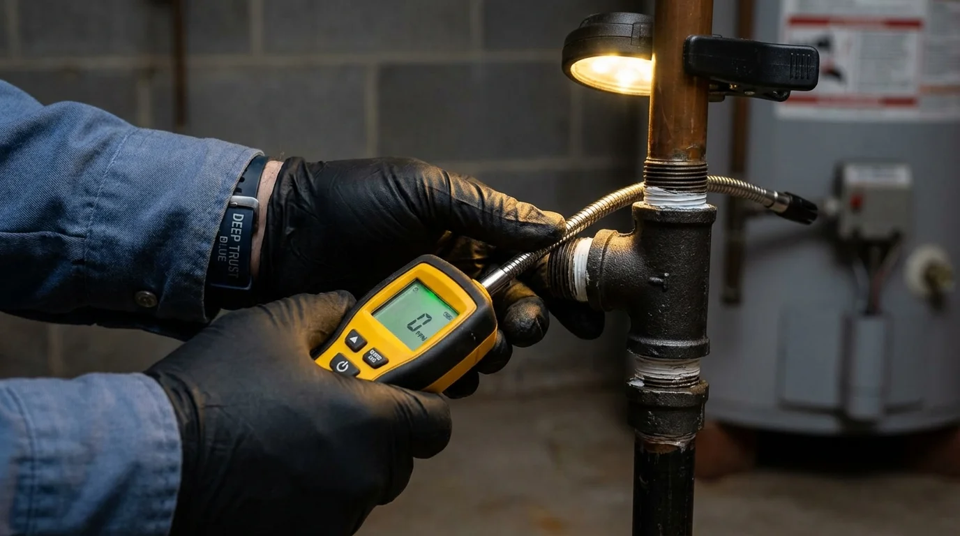 Gas leak detection with electronic sniffer by Johns Plumbing LLC in Kannapolis