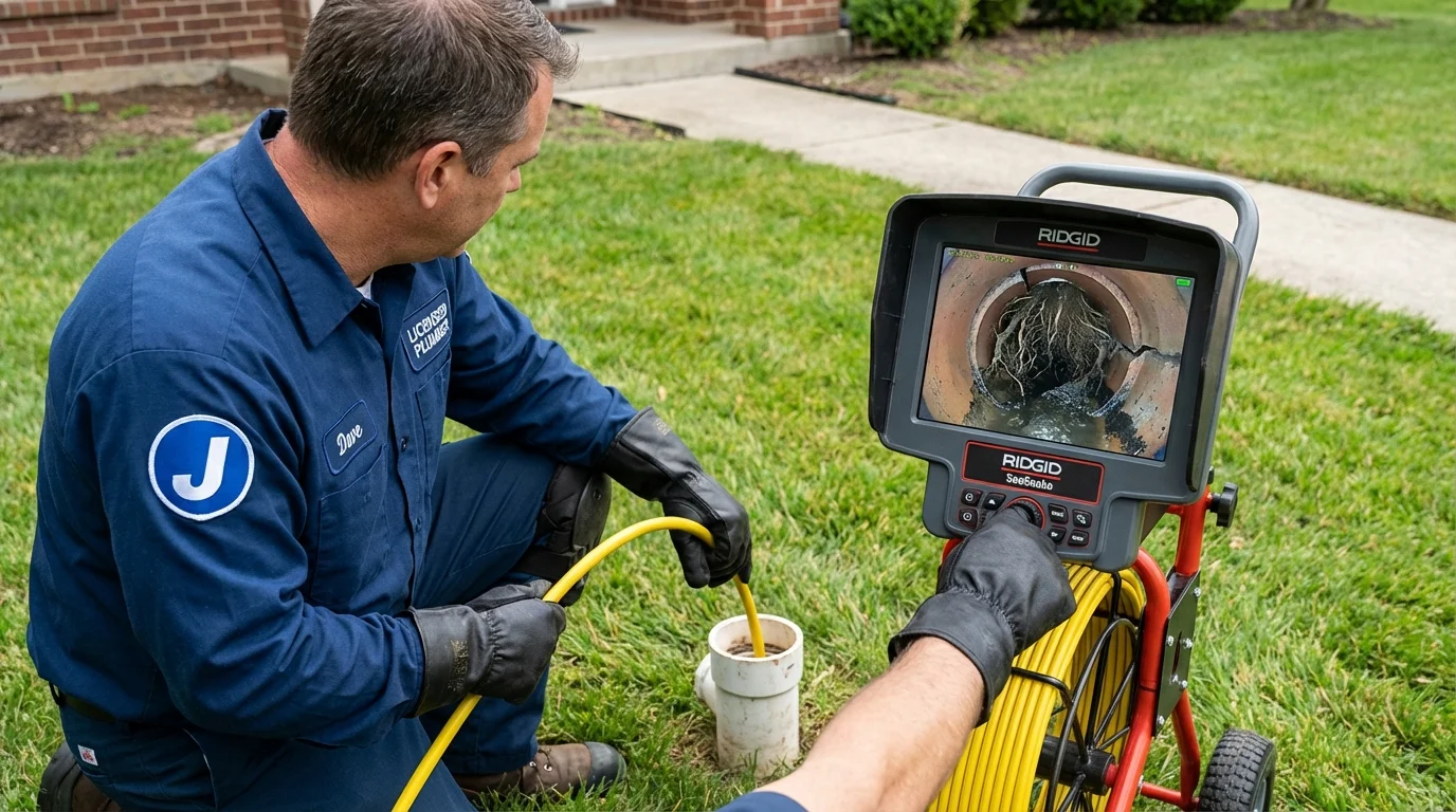 Sewer camera inspection being performed by Johns Plumbing LLC in Kannapolis